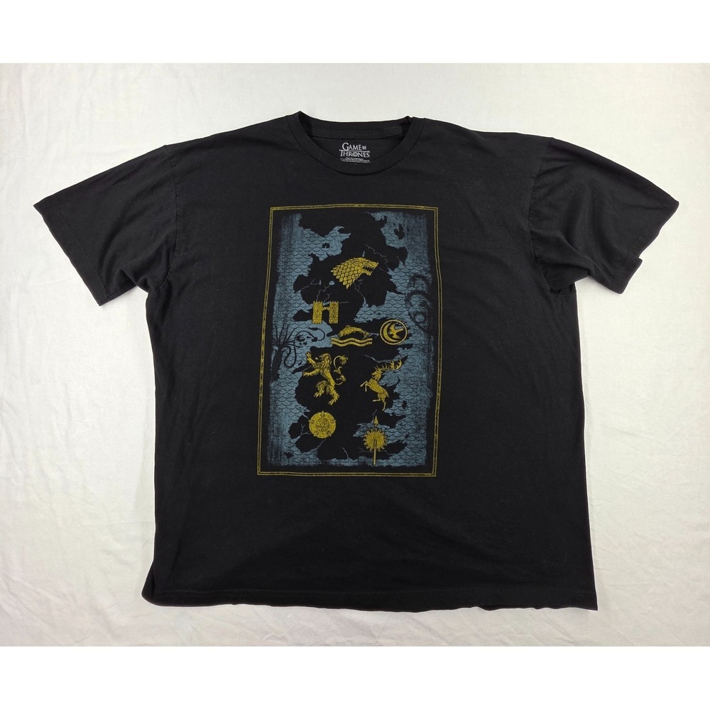 Game of‎ Thrones Tshirt Black Graphic Cotton Map GOT Mens XL